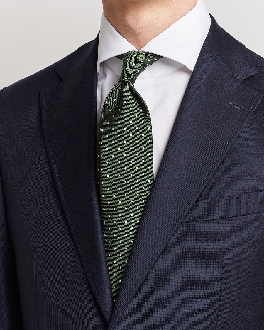 Heren | Business casual | Amanda Christensen | Dot Classic Tie 8 cm Green/White