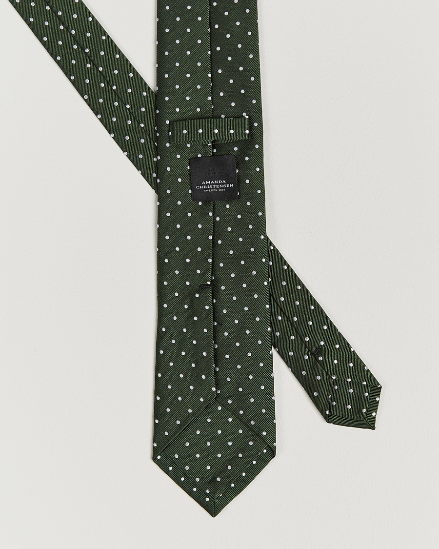 Heren | Stropdassen | Amanda Christensen | Dot Classic Tie 8 cm Green/White