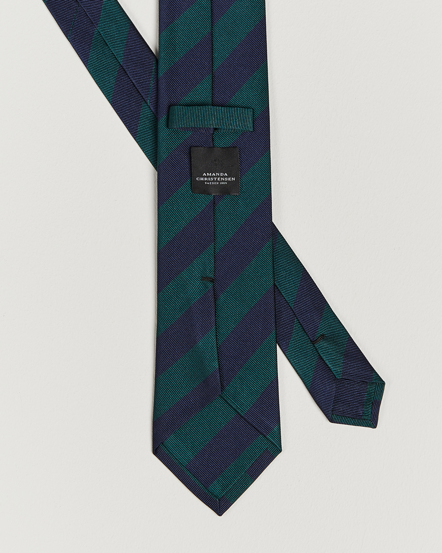Heren | Stropdassen | Amanda Christensen | Regemental Stripe Classic Tie 8 cm Green/Navy