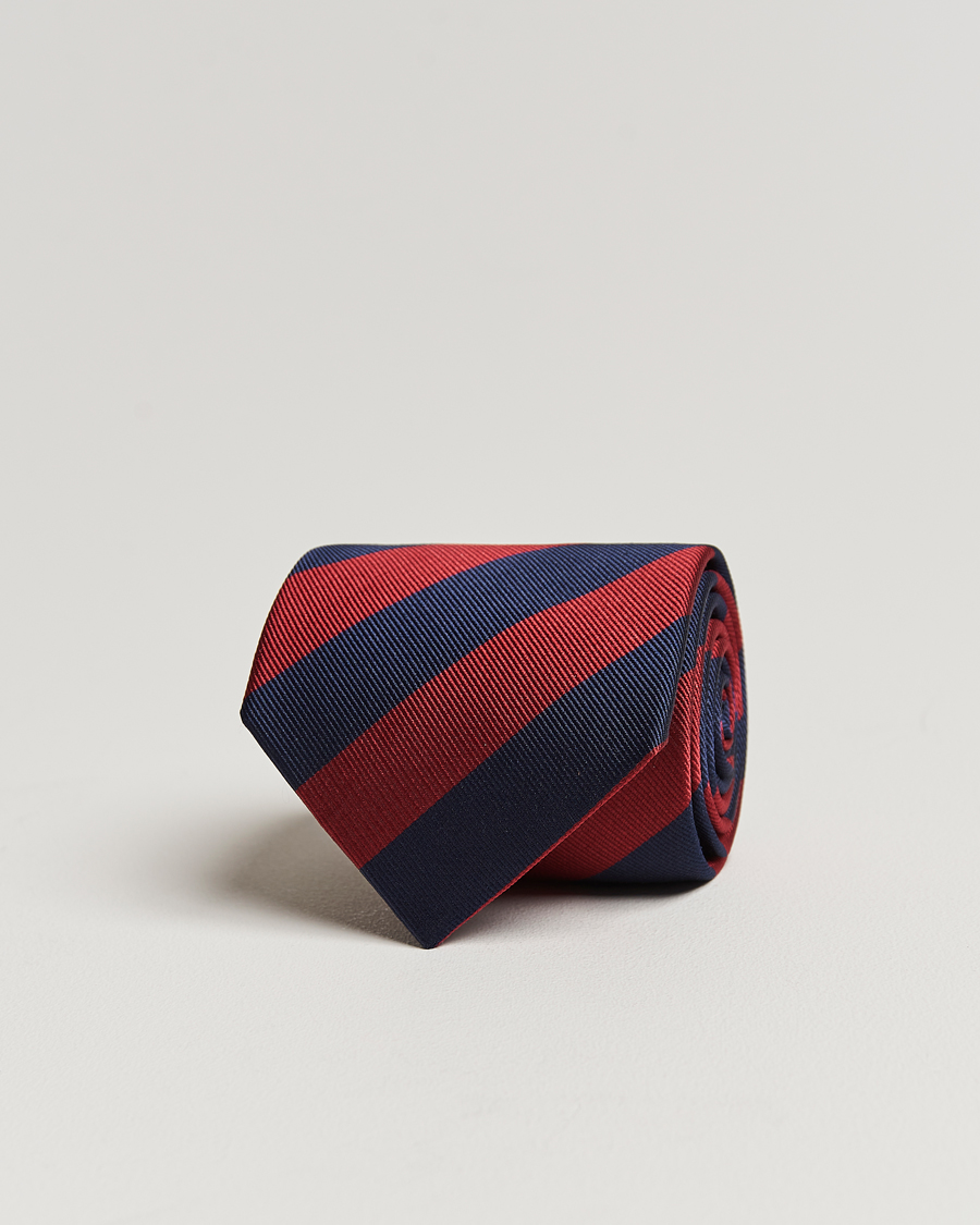 Heren | Stropdassen | Amanda Christensen | Regemental Stripe Classic Tie 8 cm Wine/Navy