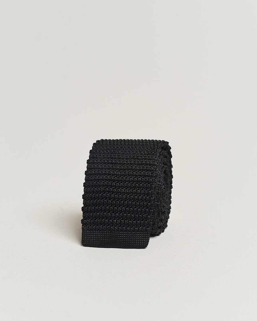Heren | Stropdassen | Amanda Christensen | Knitted Silk Tie 6 cm Black