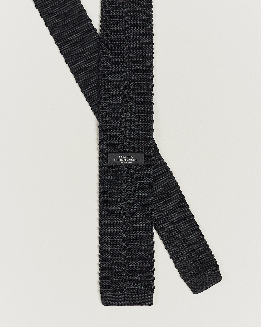 Heren | Stropdassen | Amanda Christensen | Knitted Silk Tie 6 cm Black
