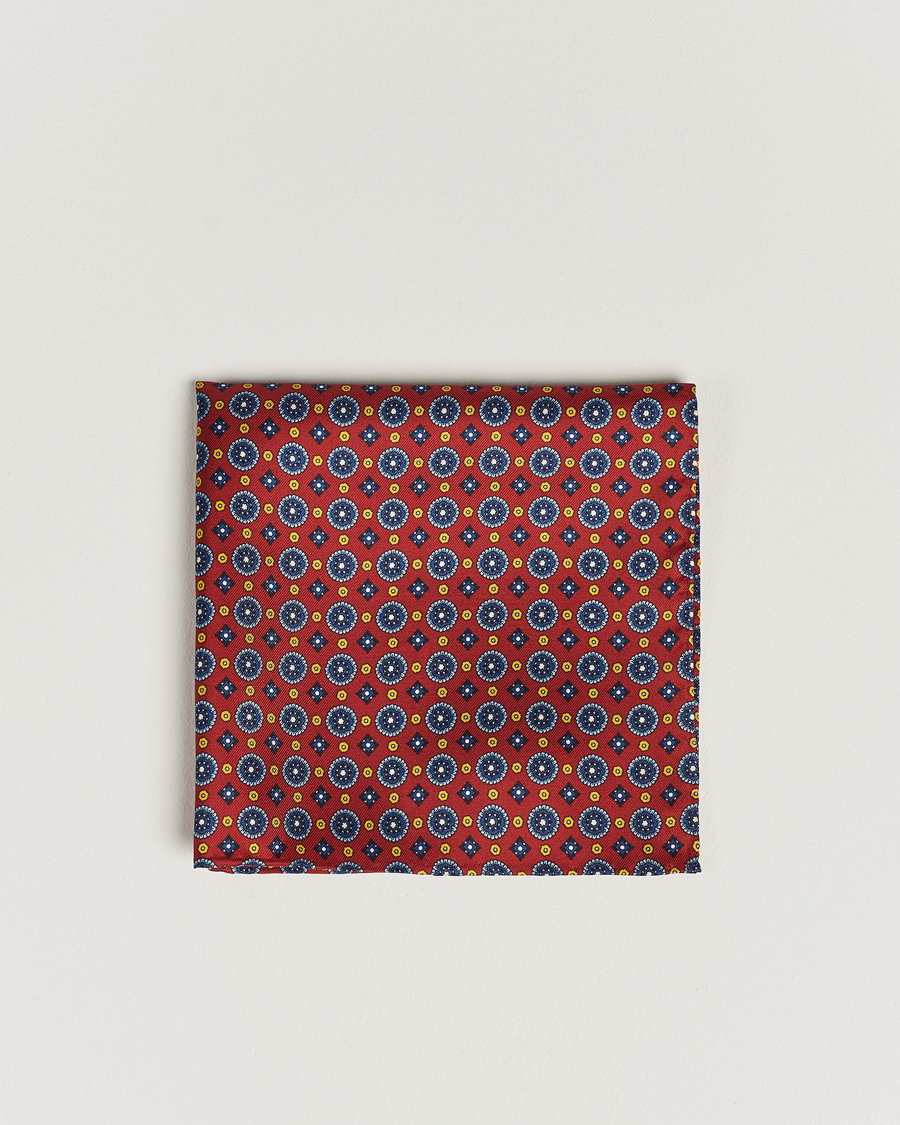 Men |  | Amanda Christensen | Medallion Silk Pocket Square Wine Red