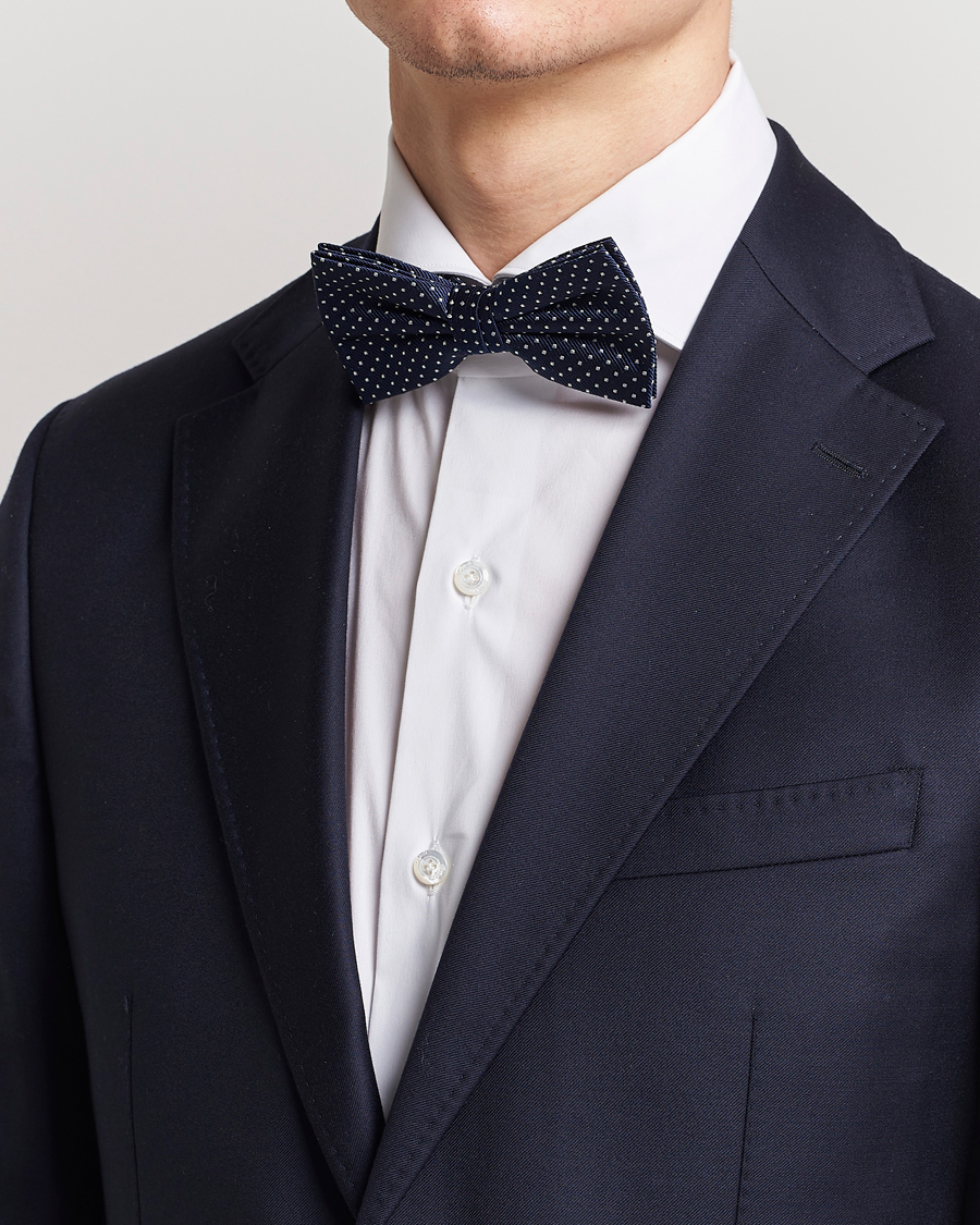 Heren | Amanda Christensen | Amanda Christensen | Micro Dot Pre Tie Silk Navy