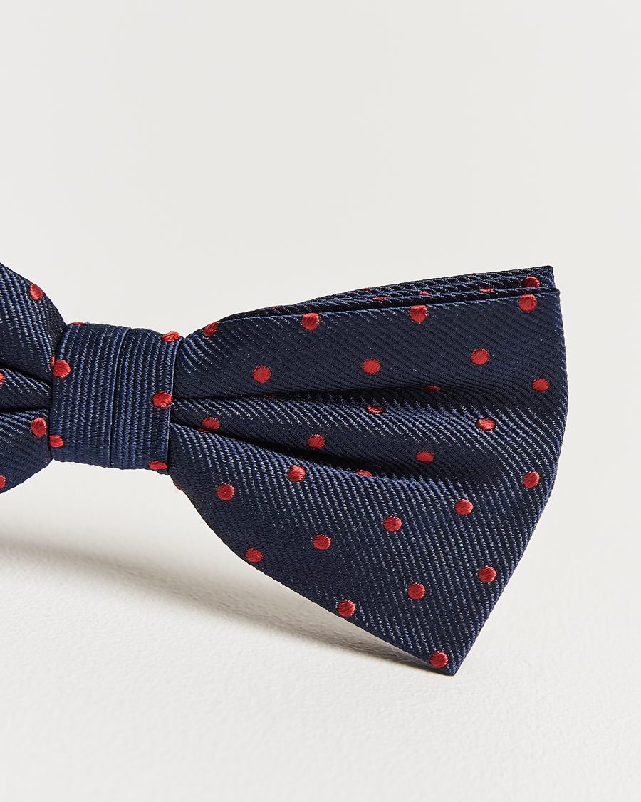 Heren | Amanda Christensen Dot Pre Tie Silk Navy/Wine | Amanda Christensen | Dot Pre Tie Silk Navy/Wine