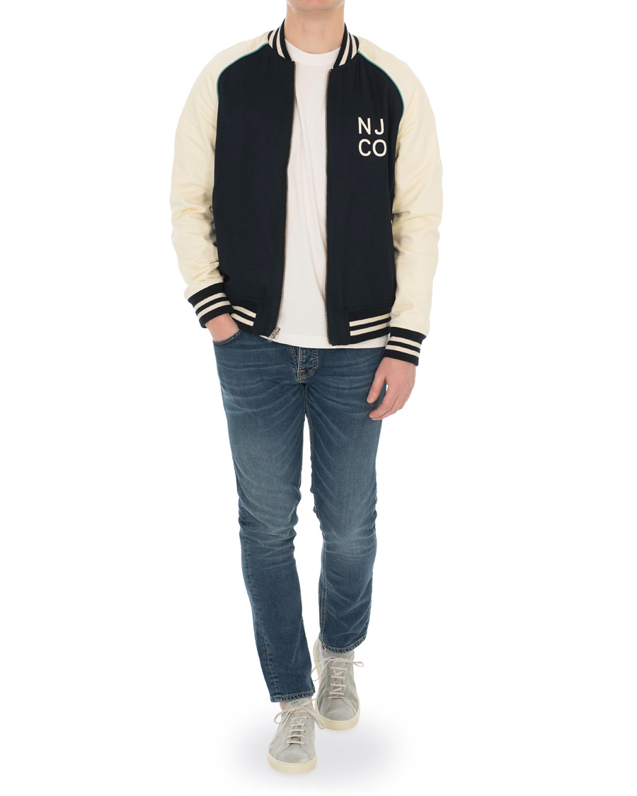 Heren | Jassen | Nudie Jeans | Mark Baseball Reversible Jacket White/Navy