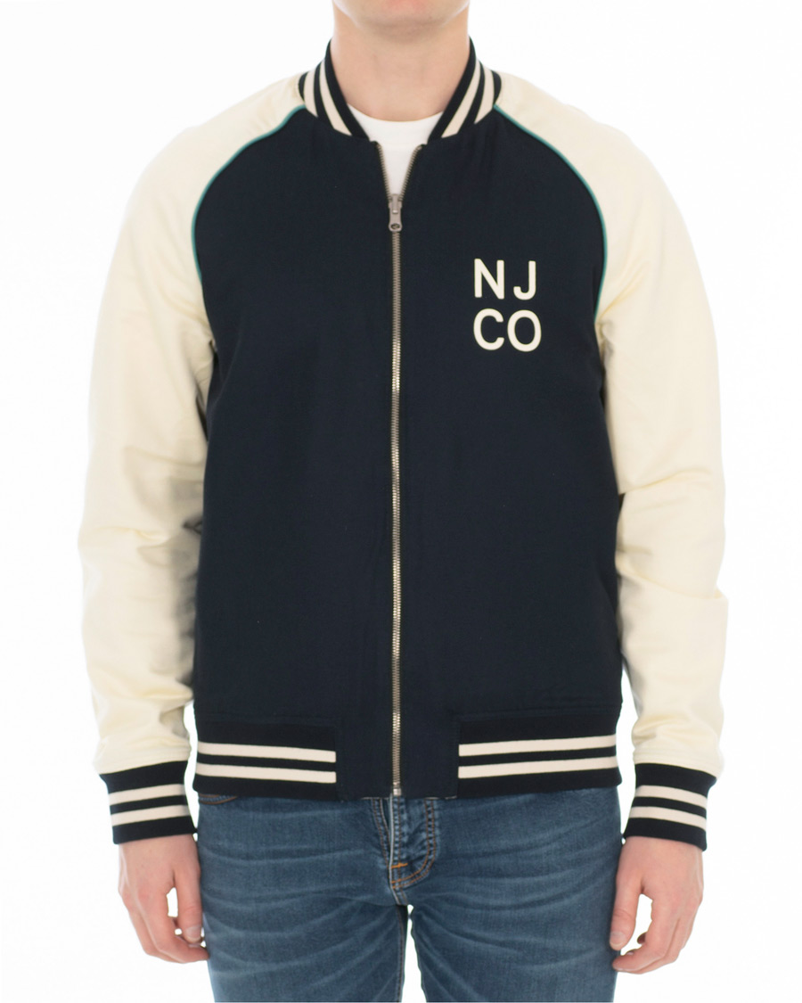 Heren | Jassen | Nudie Jeans | Mark Baseball Reversible Jacket White/Navy