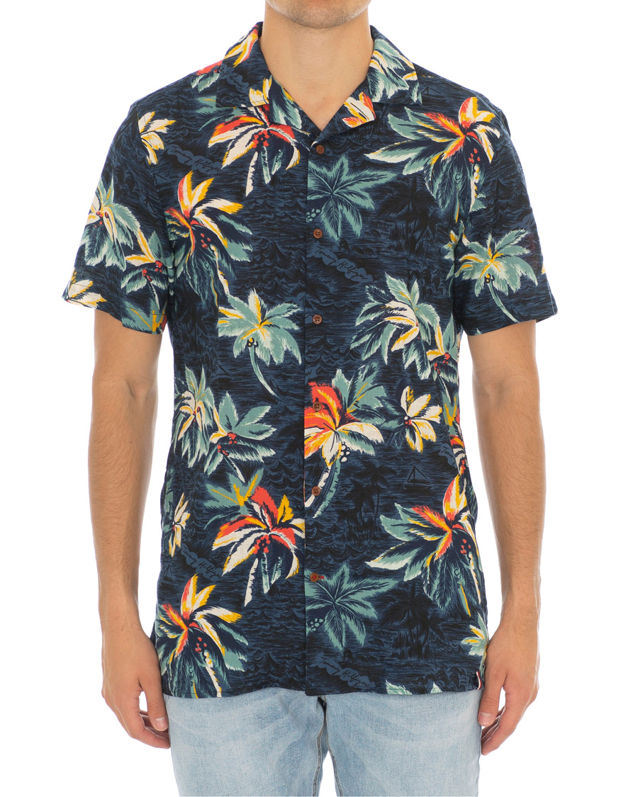 Heren | Overhemden | Tommy Hilfiger | Hawaiian Printed Camp Collar Short Sleeve Shirt Indigo