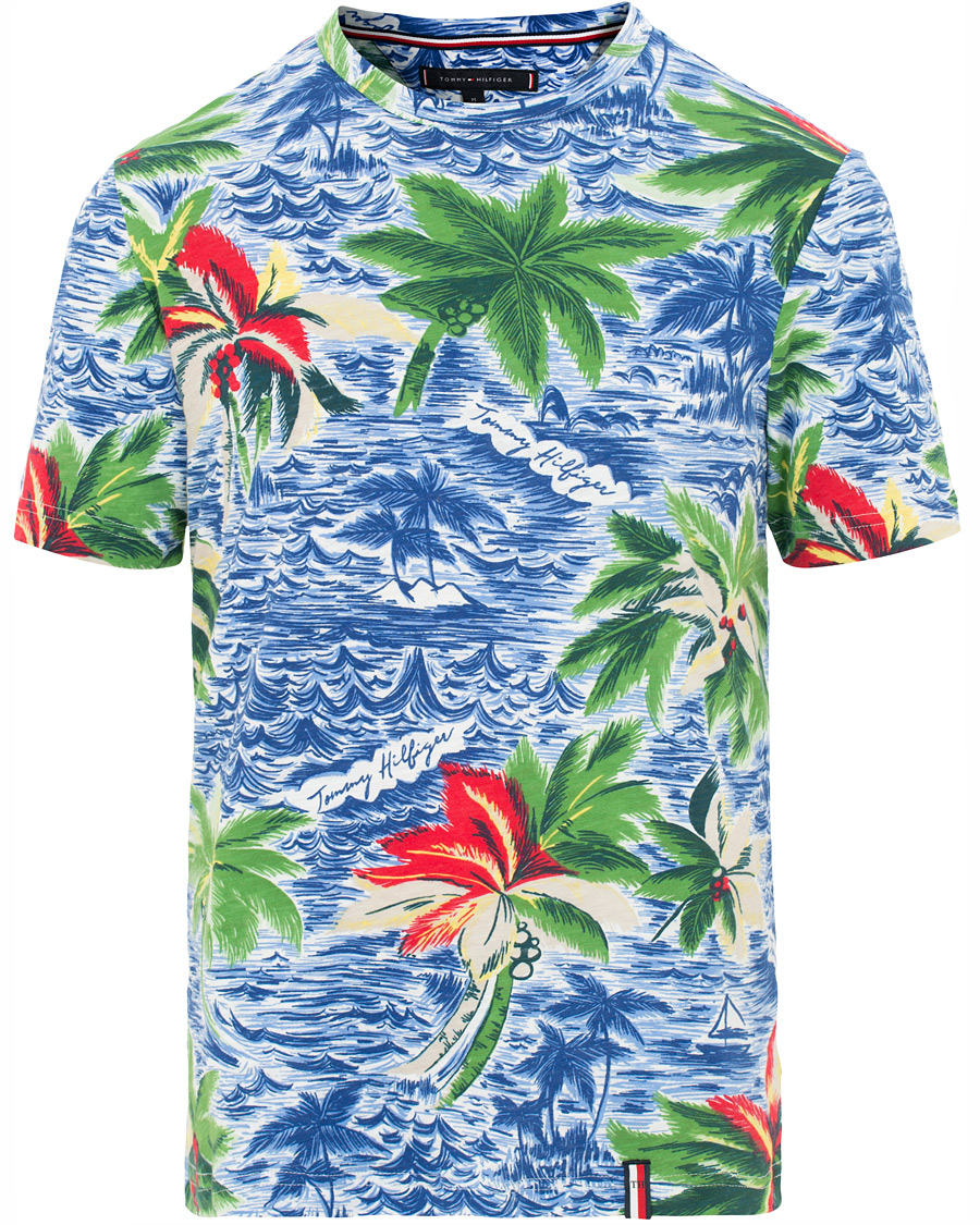Heren | T-shirts | Tommy Hilfiger | Palm Over Print Crew Neck Tee Snow White
