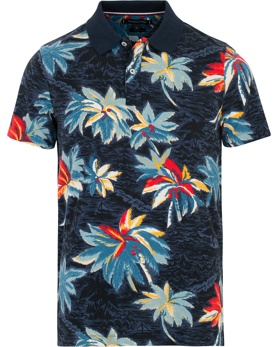 Heren | Polo's | Tommy Hilfiger | All Over Flower Print Polo Vintage Indigo