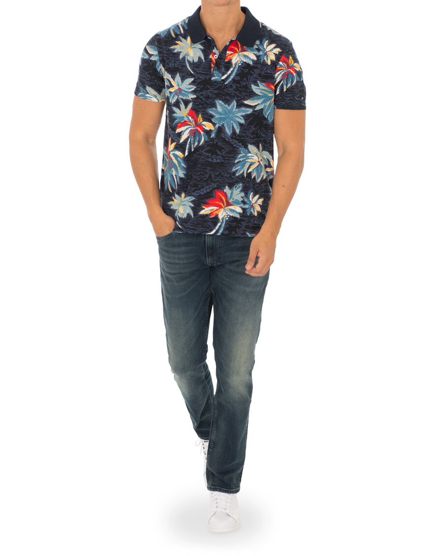 Heren | Polo's | Tommy Hilfiger | All Over Flower Print Polo Vintage Indigo