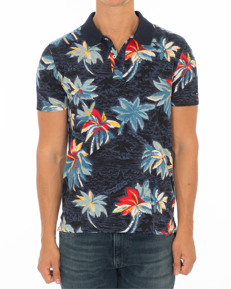 Heren | Polo's | Tommy Hilfiger | All Over Flower Print Polo Vintage Indigo