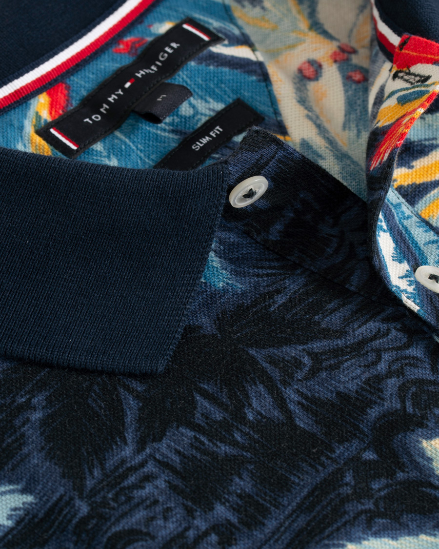 Heren | Polo's | Tommy Hilfiger | All Over Flower Print Polo Vintage Indigo