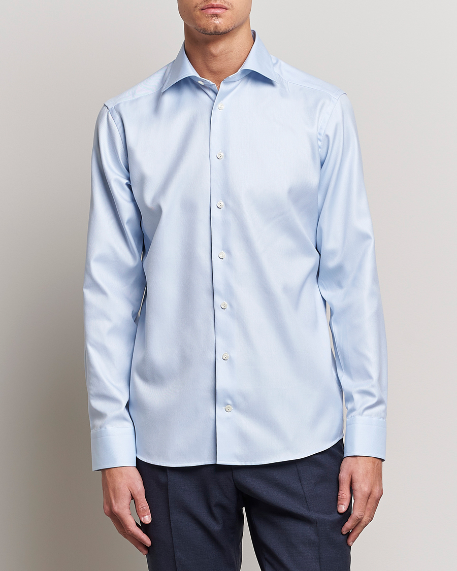 Heren |  | Eton | Slim Fit Textured Twill Shirt Blue