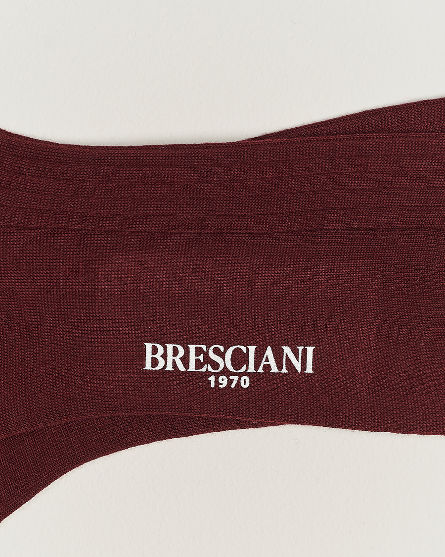 Heren | Kleding | Bresciani | Wool/Nylon Ribbed Short Socks Burgundy