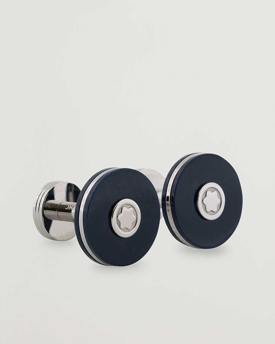 Heren | Montblanc PIX Steel Cufflinks Blue Resin | Montblanc | PIX Steel Cufflinks Blue Resin