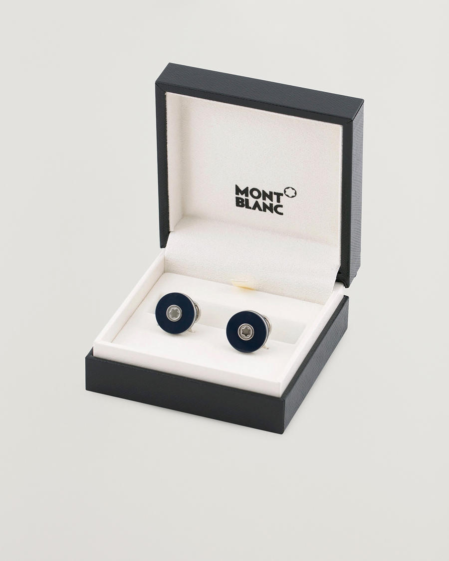Heren | Montblanc PIX Steel Cufflinks Blue Resin | Montblanc | PIX Steel Cufflinks Blue Resin