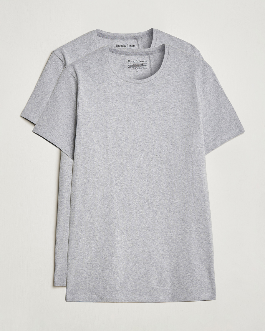 Heren | T-shirts | Bread & Boxers | 2-Pack Crew Neck Tee Grey Melange