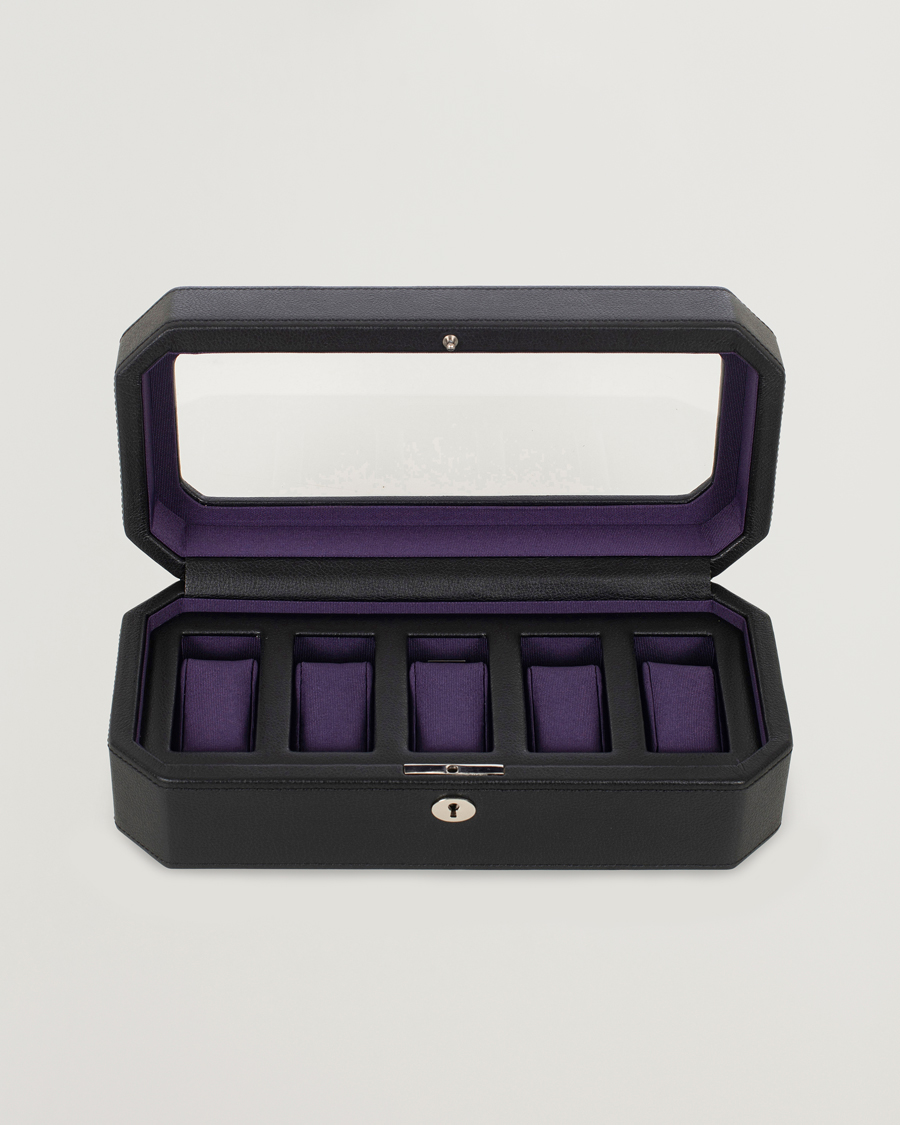 Heren | Horloge & juwelendozen | WOLF | Windsor 5 Piece Watch Box Black Purple