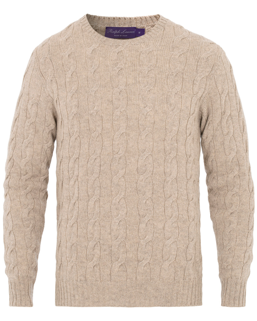 Heren | Truien | Ralph Lauren Purple Label | Cashmere Cable Knit Oat Melange