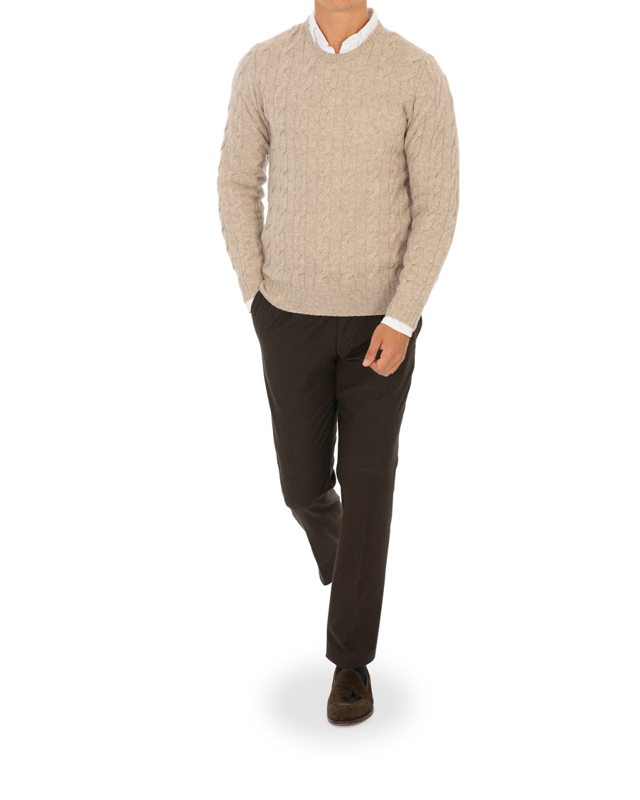 Heren | Truien | Ralph Lauren Purple Label | Cashmere Cable Knit Oat Melange