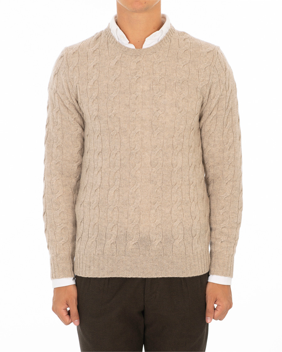 Heren | Truien | Ralph Lauren Purple Label | Cashmere Cable Knit Oat Melange