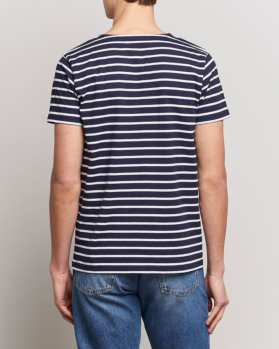 Heren | T-shirts | Armor-lux | Hoëdic Boatneck Héritage Stripe T-shirt Navy/White
