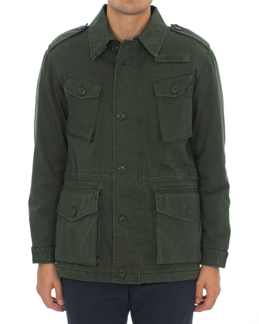 Heren | Jassen | Aspesi | Vancouver Thermore Lining Cotton Field Jacket Military