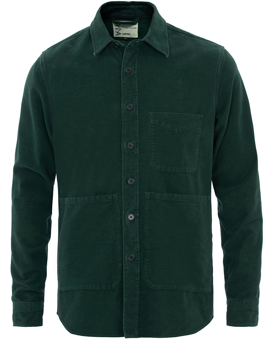 Heren | Overhemden | Aspesi | Garment Dyed Cotton Shirt Jacket Dark Green
