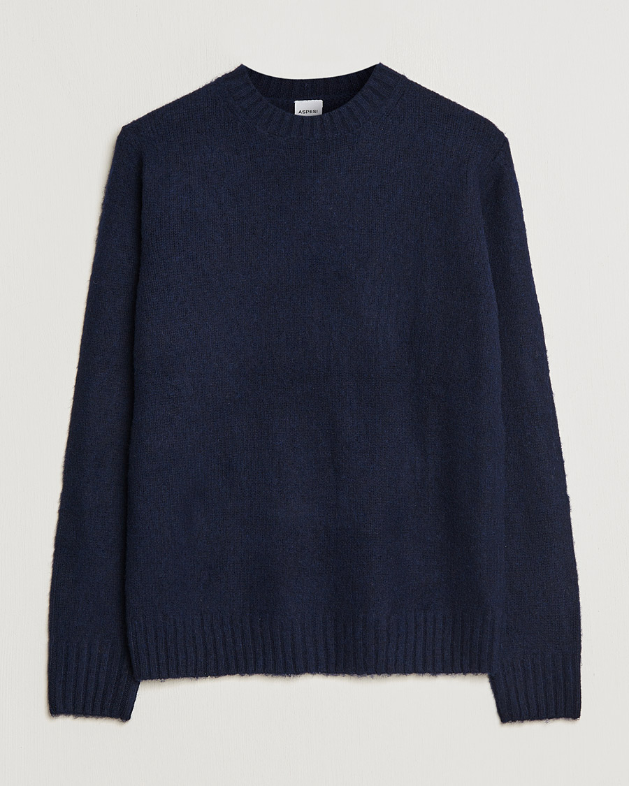 Heren | Truien | Aspesi | Brushed Shetland Sweater Navy