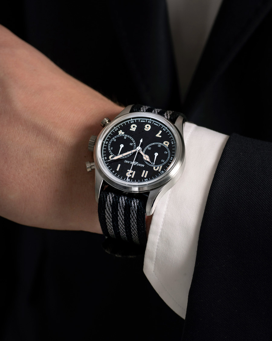 Heren | Montblanc 1858 Steel Automatic Chronograph 42mm Black Dial | Montblanc | 1858 Steel Automatic Chronograph 42mm Black Dial