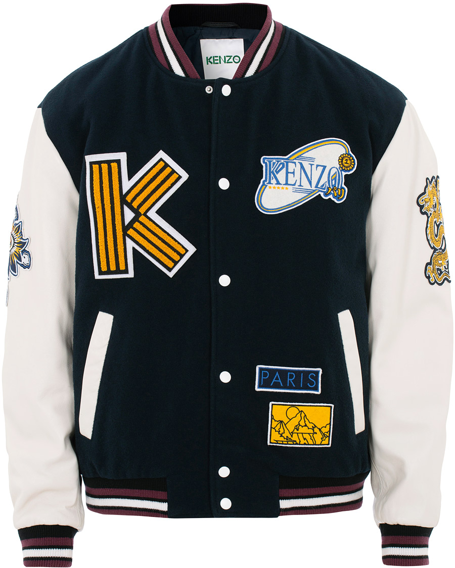 Heren | Jassen | KENZO | Wool&Leather Varsity Jacket Navy
