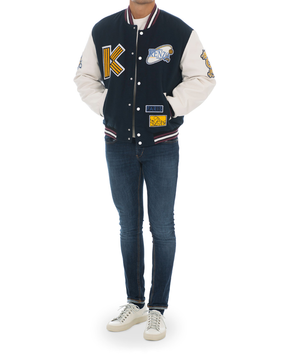 Heren | Jassen | KENZO | Wool&Leather Varsity Jacket Navy