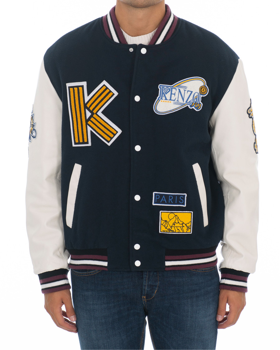 Heren | Jassen | KENZO | Wool&Leather Varsity Jacket Navy