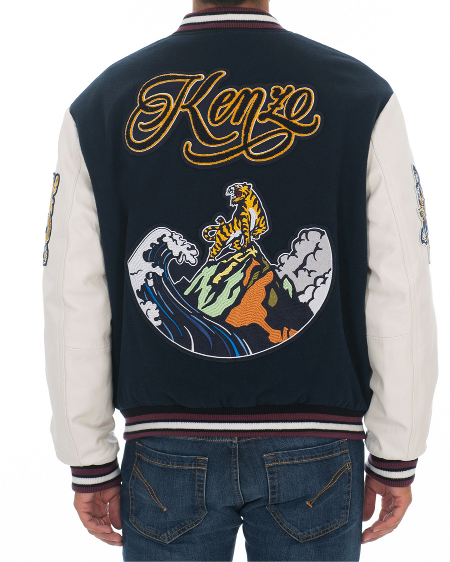 Heren | Jassen | KENZO | Wool&Leather Varsity Jacket Navy
