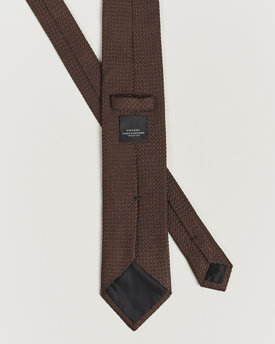 Heren | Donker pak | Amanda Christensen | Silk Grenadine 8 cm Tie Brown