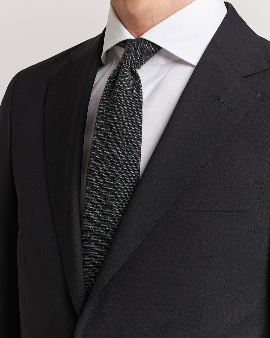 Heren | Sale | Drake's | Cashmere 8 cm Tie Grey/Black