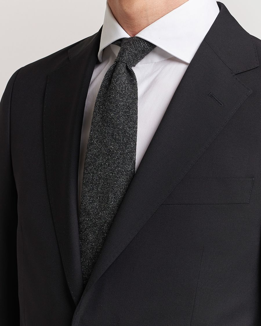 Men | Drake's | Drake\'s | Cashmere 8 cm Tie Grey/Black