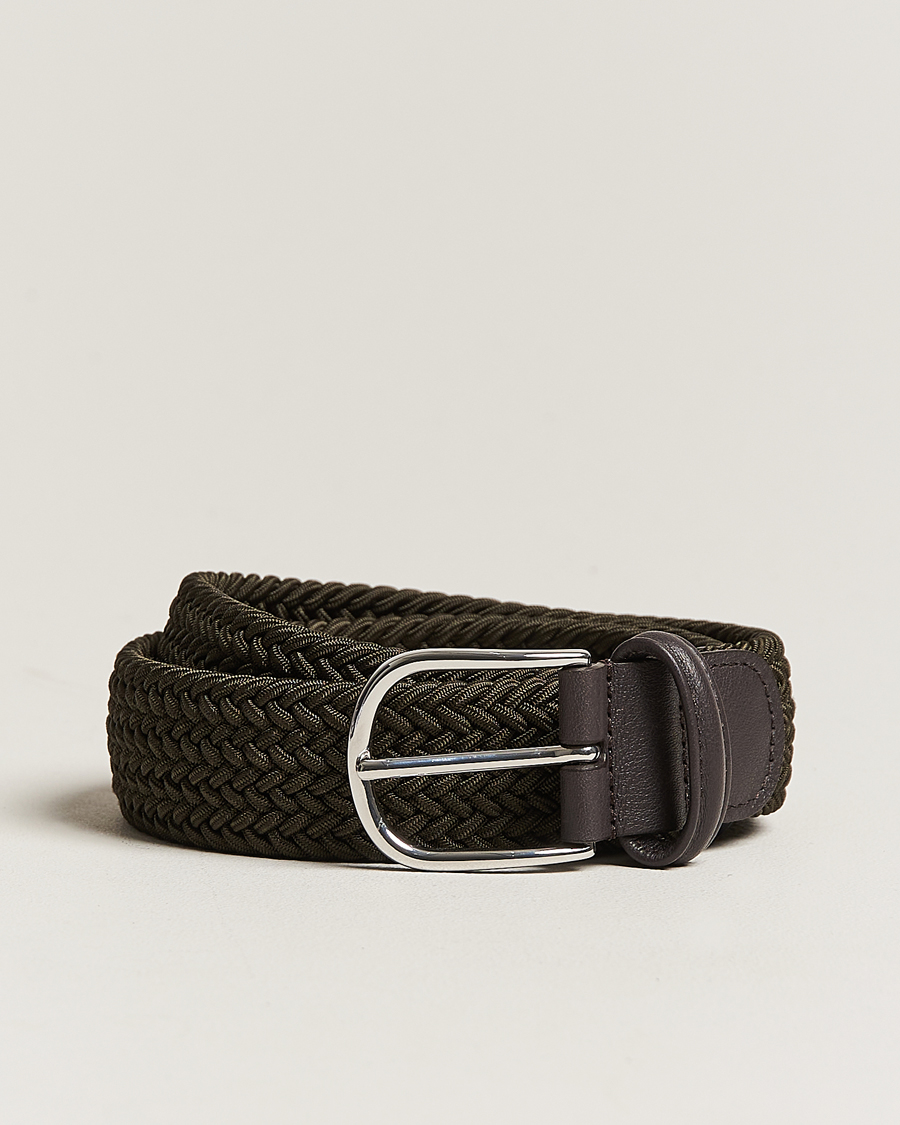 Heren | Riemen | Anderson's | Stretch Woven 3,5 cm Belt Green