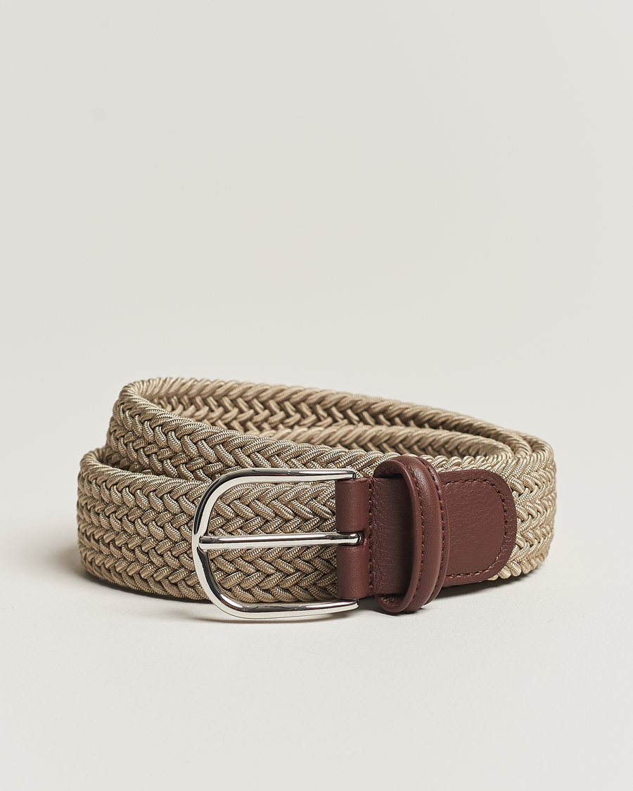Heren | Riemen | Anderson's | Stretch Woven 3,5 cm Belt Beige