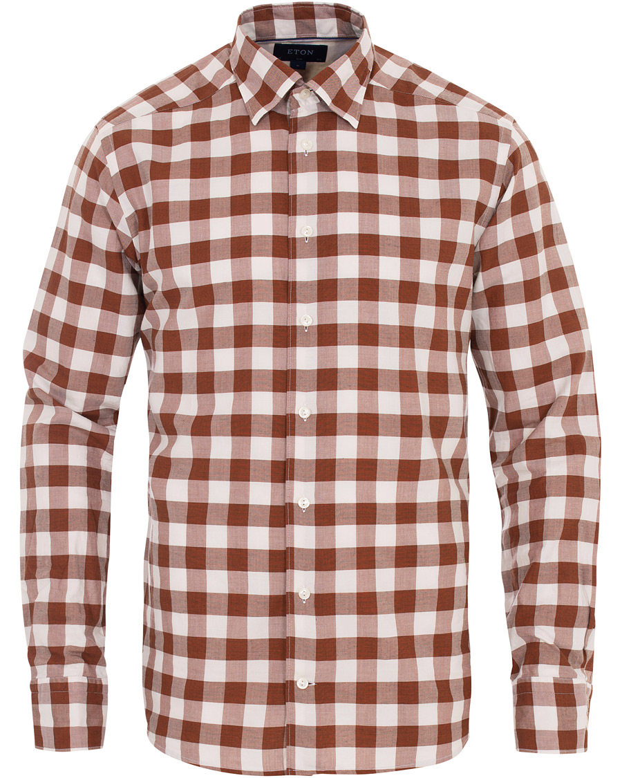 Heren | Overhemden | Eton | Slim Fit Twill Button Under Shirt Red/White