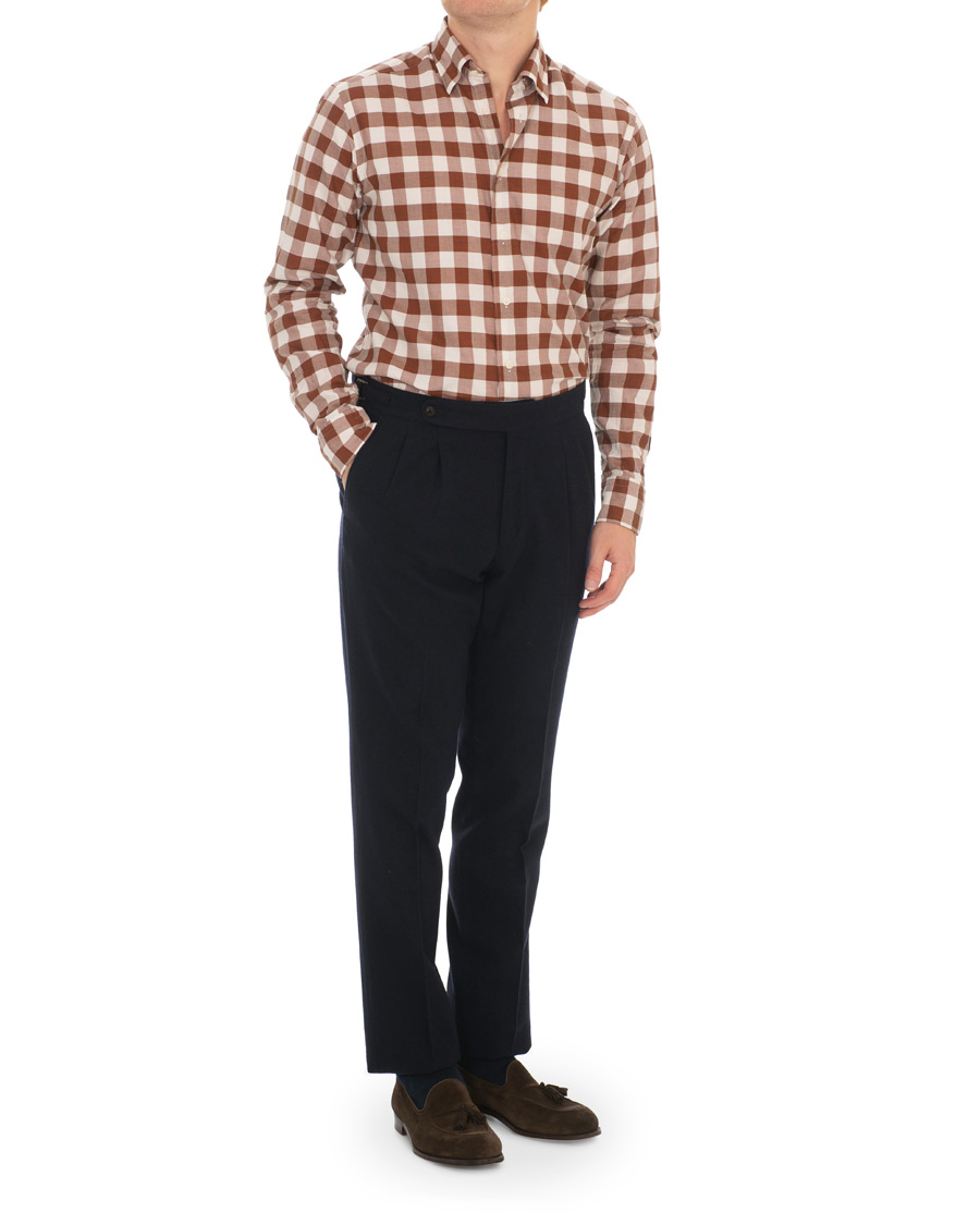 Heren | Overhemden | Eton | Slim Fit Twill Button Under Shirt Red/White