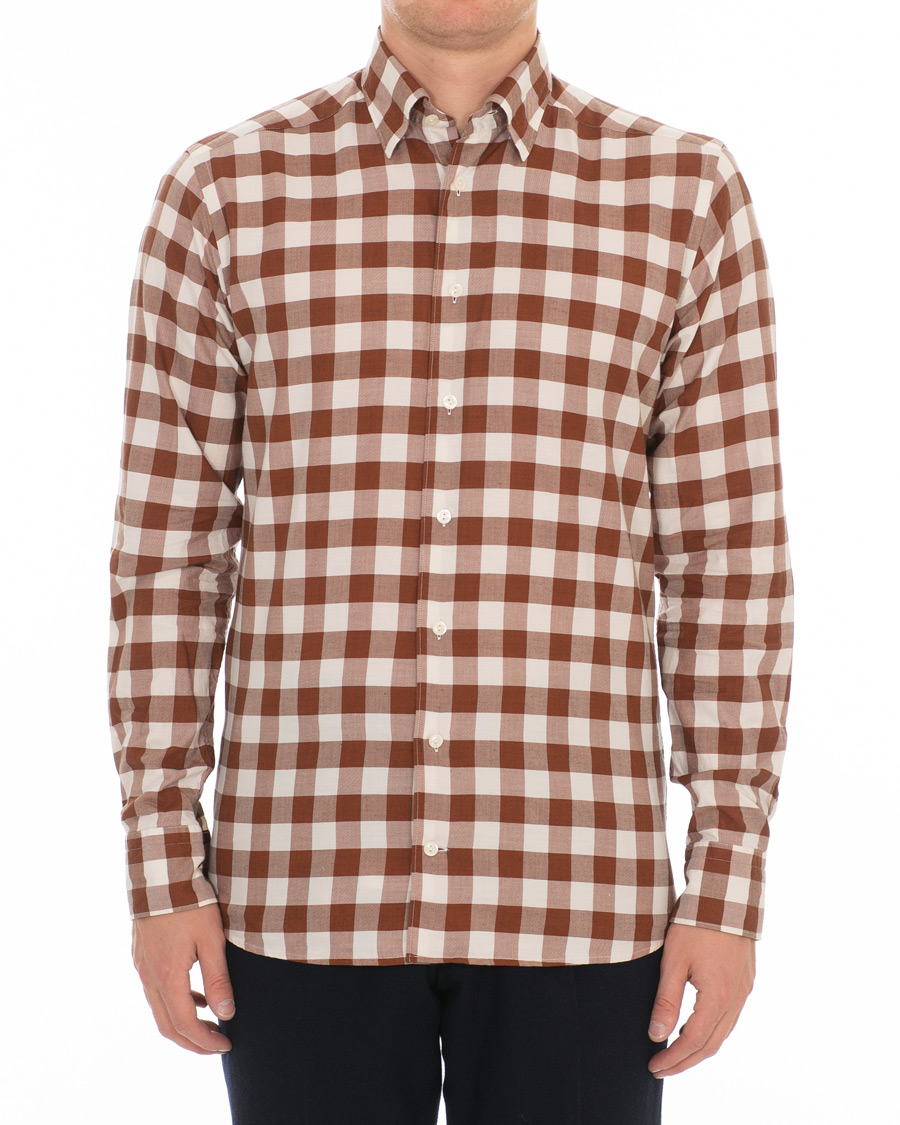 Heren | Overhemden | Eton | Slim Fit Twill Button Under Shirt Red/White