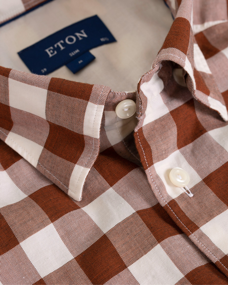 Heren | Overhemden | Eton | Slim Fit Twill Button Under Shirt Red/White