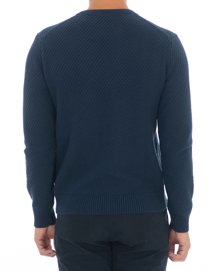 Heren | Truien | Hackett | Diagonal Striped Crew Neck Cotton Sweater Navy