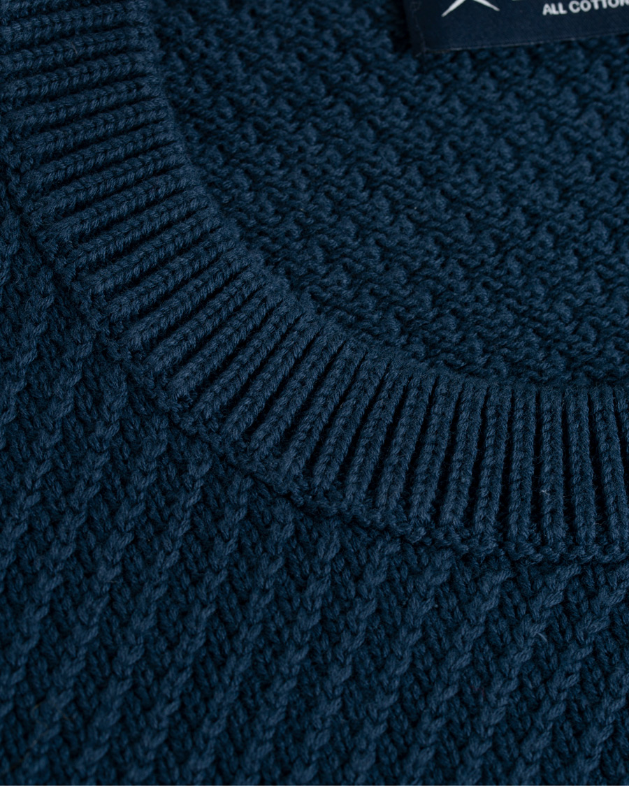 Heren | Truien | Hackett | Diagonal Striped Crew Neck Cotton Sweater Navy