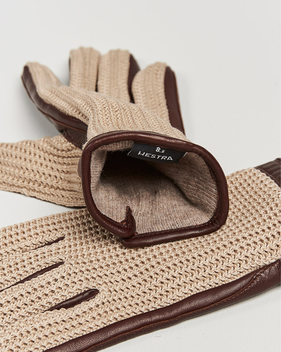 Heren | Hestra | Hestra | Adam Crochet Wool Lined Glove Chestnut/Beige