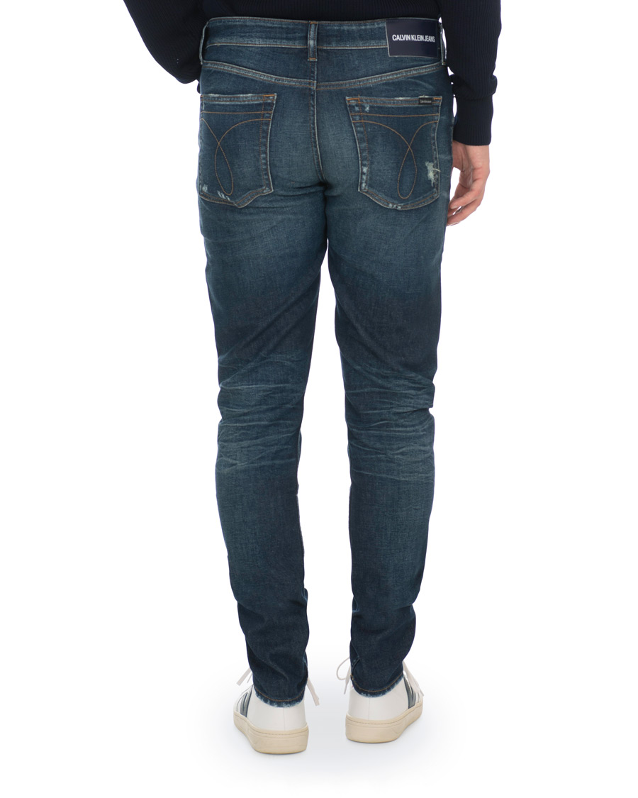 Heren | Jeans | Calvin Klein Jeans | Slim Tapered Shredded Jeans Mid Blue