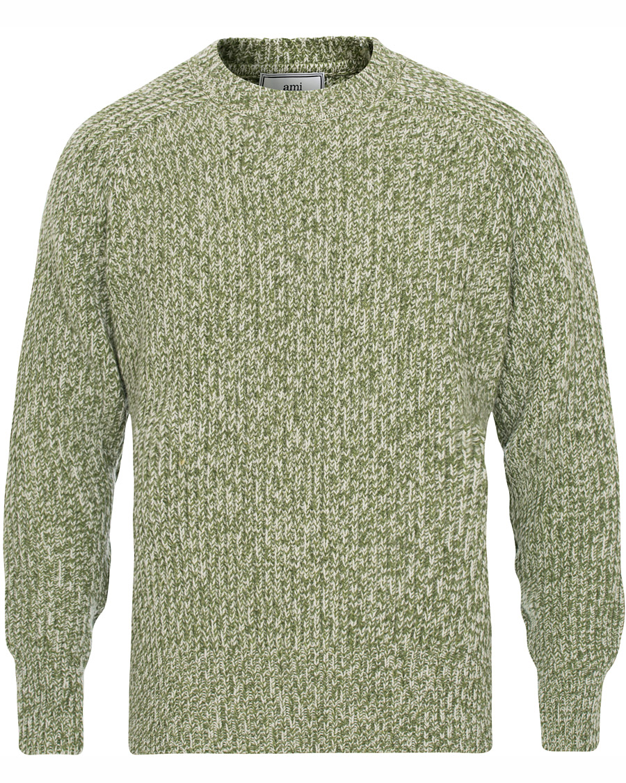 Heren | Truien | AMI | Mouline Ribbed Crew Neck Sweater Green/White