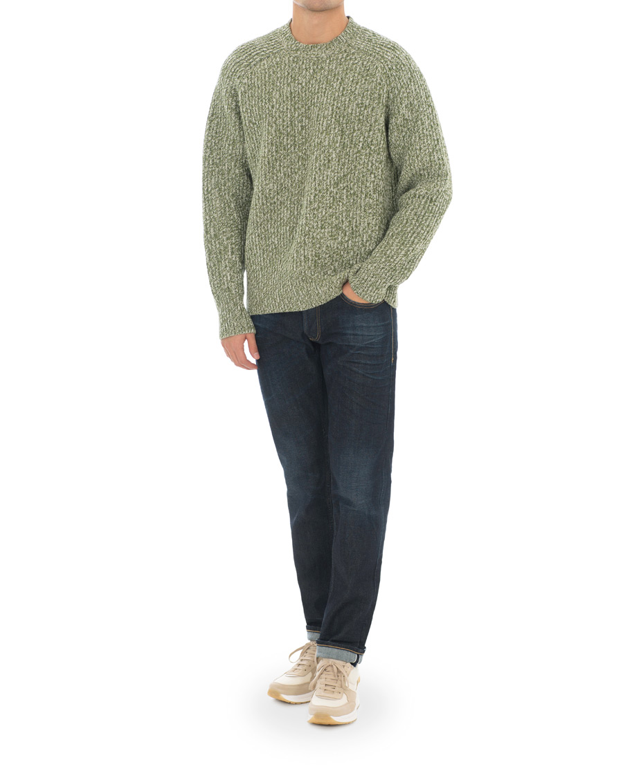 Heren | Truien | AMI | Mouline Ribbed Crew Neck Sweater Green/White